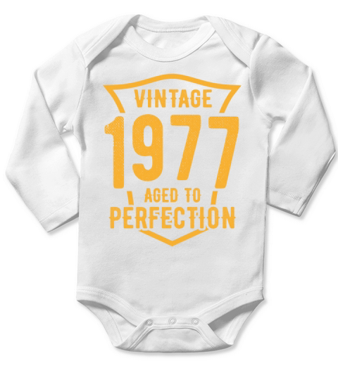 Vintage 1977 Aged To Perfection 46th Birthday Long Sleeve Baby One-Piece