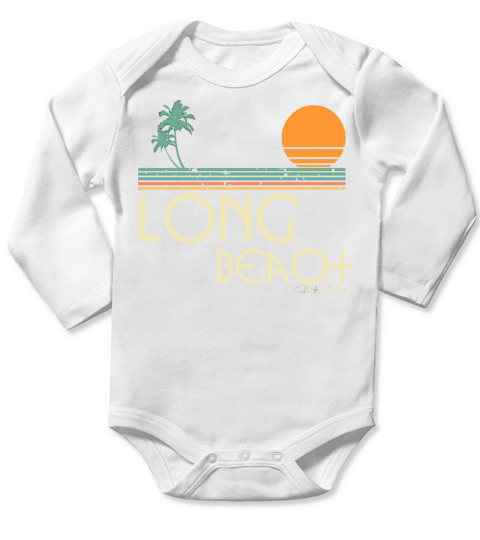 Vintage Long Beach California Long Sleeve Baby One-Piece