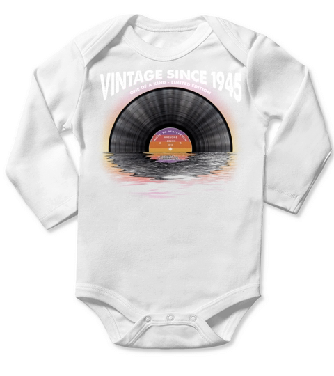 Vintage since 1945 Retro Disco Music Vintage Long Sleeve Baby One-Piece