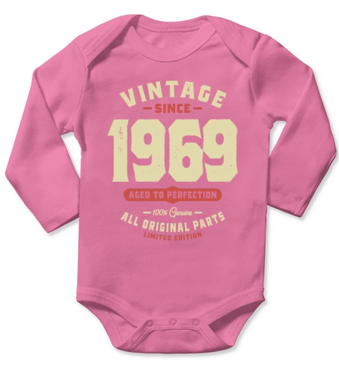 Vintage Since 1969 54th Birthday Long Sleeve Baby One-Piece