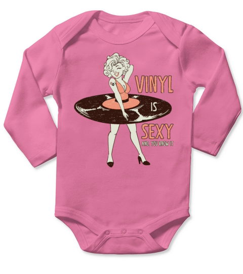 Vinyl Record Sexy Music Lovers Vintage Style Long Sleeve Baby One-Piece