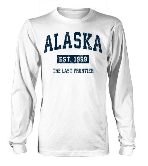 Alaska Vintage Athletic Sports Design Navy Print Long sleeved Unisex