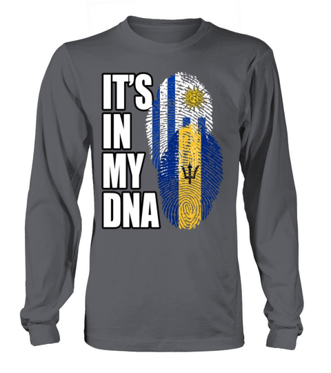 Barbadian And Uruguayan Mix Heritage DNA Flag Long sleeved Unisex