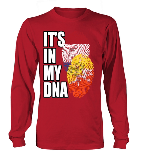 Bhutanese And Dutch Mix Heritage DNA Flag Long sleeved Unisex