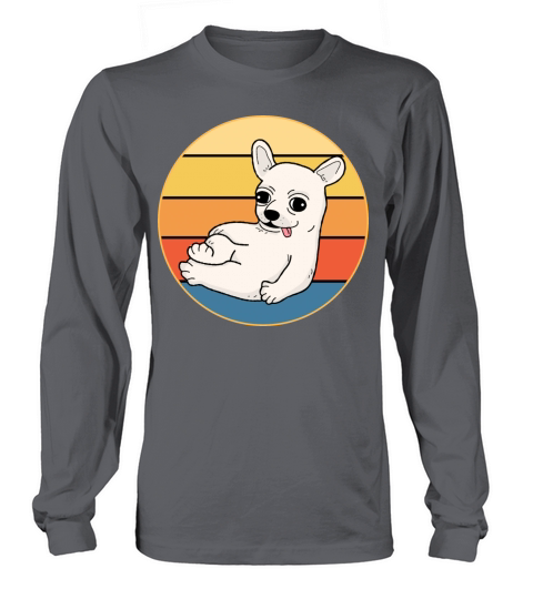 Cute Chihuahua Dog Breed Vintage Retro Sunset Long sleeved Unisex