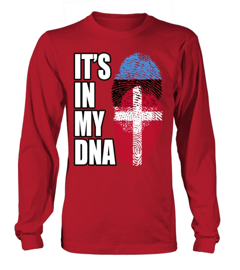 Estonian And Danish Mix Heritage DNA Flag Long sleeved Unisex