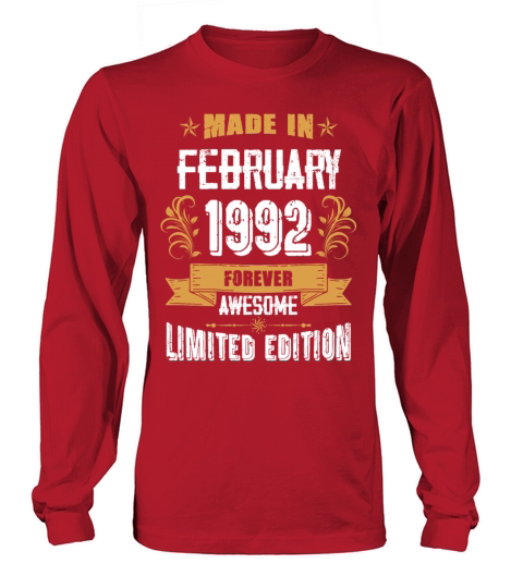 February 1992 Vintage Birthday Present Long sleeved Unisex