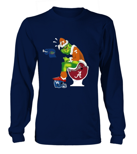 Grinch Santa Tennessee sitting on Alabama Crimson Tide toilet Long sleeved Unisex