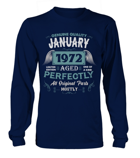 January 1972 Vintage Birthday Present Long sleeved Unisex