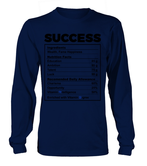 Motivational Success Ingredients Nutrition Facts Long sleeved Unisex