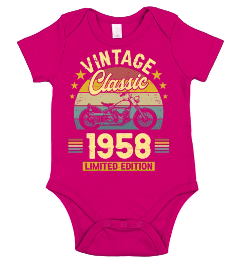 1958 65 Years Old Vintage 65th Birthday Short Sleeve Baby One-Piece