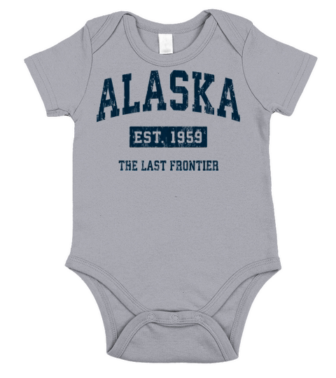Alaska Vintage Athletic Sports Design Navy Print Short Sleeve Baby One-Piece
