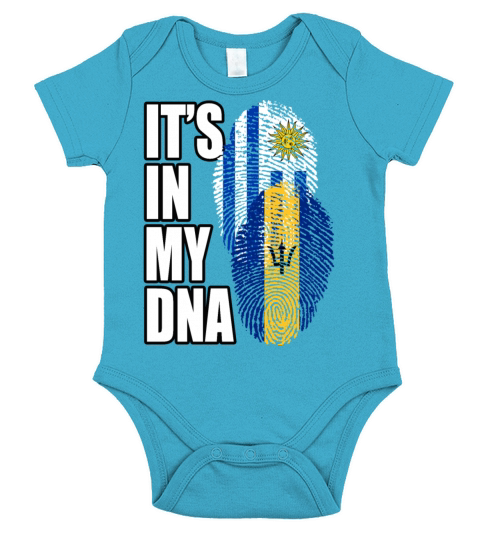Barbadian And Uruguayan Mix Heritage DNA Flag Short Sleeve Baby One-Piece