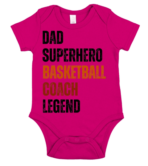 basketball coach legend dad superhero vintage text Short Sleeve Baby One-Piece