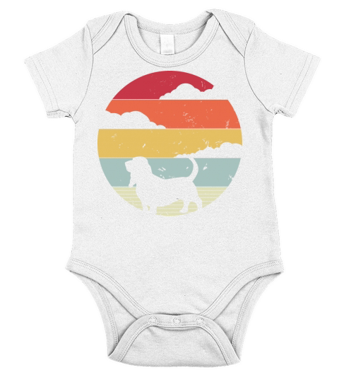 Basset Hound Dog Lover Retro Vintage 70s Dog Gift Short Sleeve Baby One-Piece