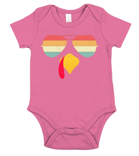 Cool Turkey Face With Sunglasses Funny Thanksgivin Short Sleeve Baby One-Piece