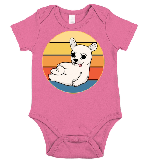 Cute Chihuahua Dog Breed Vintage Retro Sunset Short Sleeve Baby One-Piece