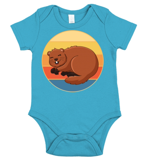Cute Groundhog Retro Sunset Vintage Animal Lover Short Sleeve Baby One-Piece