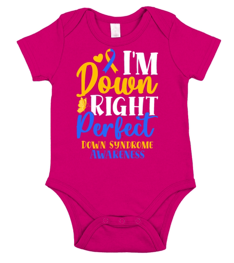 Down Right Perfect World Down Syndrome Awareness D Short Sleeve Baby One-Piece