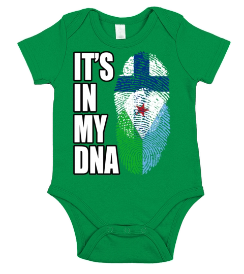 Finland And Djiboutian Mix Heritage DNA Flag Short Sleeve Baby One-Piece