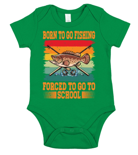 Funny Born To Go Fishing Fish Boys Short Sleeve Baby One-Piece