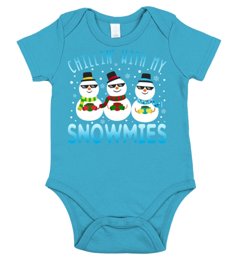 Funny Chillin With My Snowmies Christmas Pun Short Sleeve Baby One-Piece