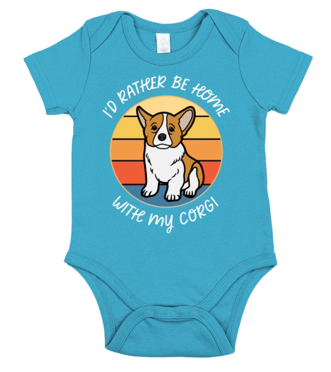 Id Rather Be Home With My Corgi Retro Sunset Short Sleeve Baby One-Piece
