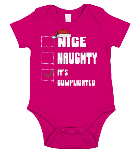 Nice Naughty Its Complicated Christmas List Santa Short Sleeve Baby One-Piece