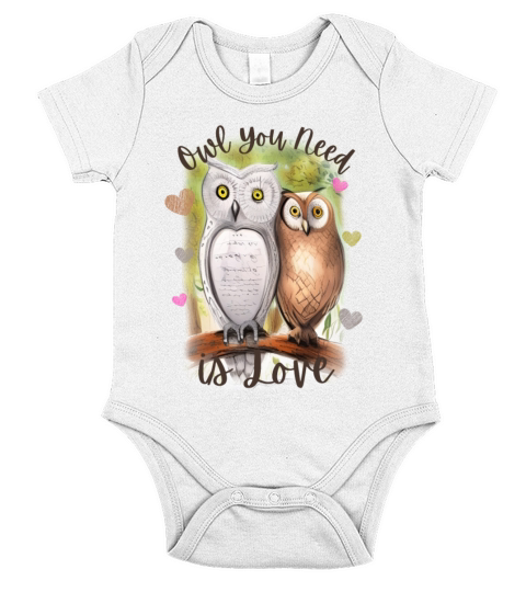 Owl You Need is Love Romantic Couple Short Sleeve Baby One-Piece