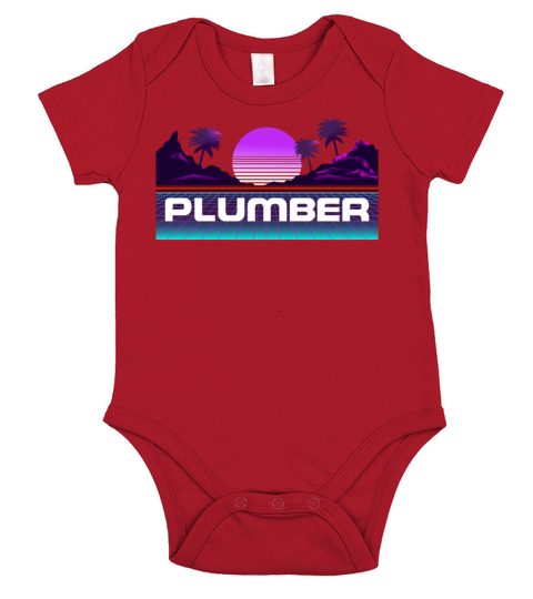 Plumbing Plumber 80s 90s Retro Short Sleeve Baby One-Piece