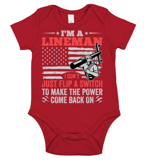 Power Lineman Quote American Flag Electrician Flip Short Sleeve Baby One-Piece