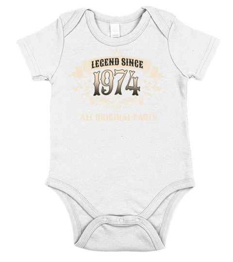 Retro Vintage Birthday Legend Since 1974 Short Sleeve Baby One-Piece