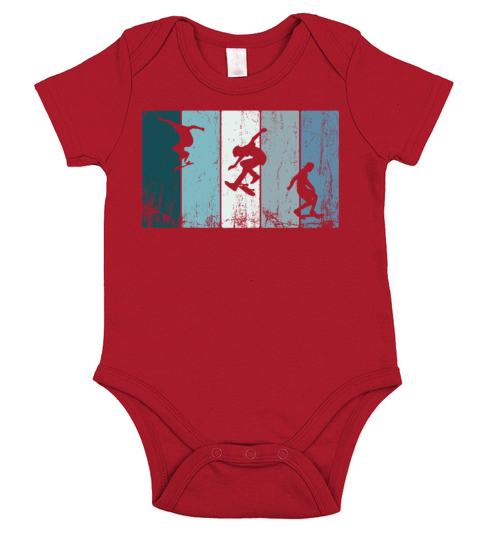 Skate Skateboard Skateboarder Skater Retro Stripes Short Sleeve Baby One-Piece