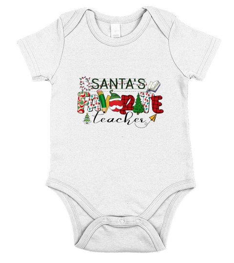 Teacher Christmas Santas favorite teacher Short Sleeve Baby One-Piece