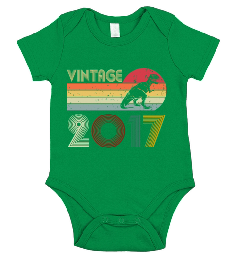 Vintage 2017 5th Birthday Boy 5 Years Old Dinosaur Short Sleeve Baby One-Piece