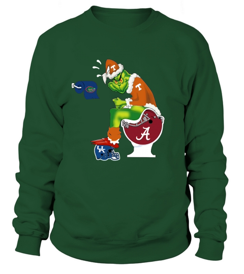 Grinch Santa Tennessee sitting on Alabama Crimson Tide toilet Sweatshirt Unisex