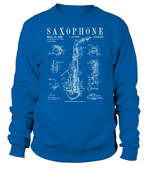 Saxophone Old Vintage Patent Drawing Print Sweatshirt Unisex