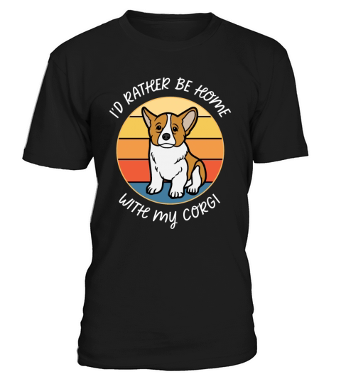 Id Rather Be Home With My Corgi Retro Sunset T-Shirt Unisex