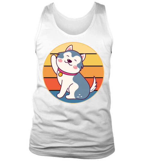 Funny Kawaii Cute Husky Dog Vintage Retro Sunset Tank Top Unisex