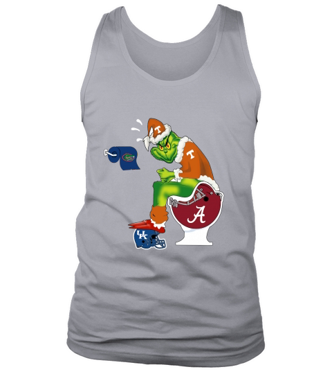 Grinch Santa Tennessee sitting on Alabama Crimson Tide toilet Tank Top Unisex