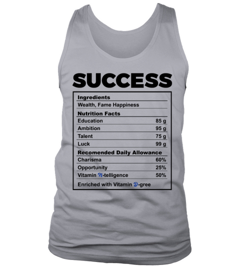 Motivational Success Ingredients Nutrition Facts Tank Top Unisex