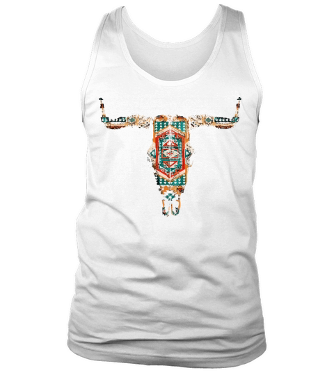 Vintage Aztec Indian Pattern Bull Skull Cowgirl Tank Top Unisex