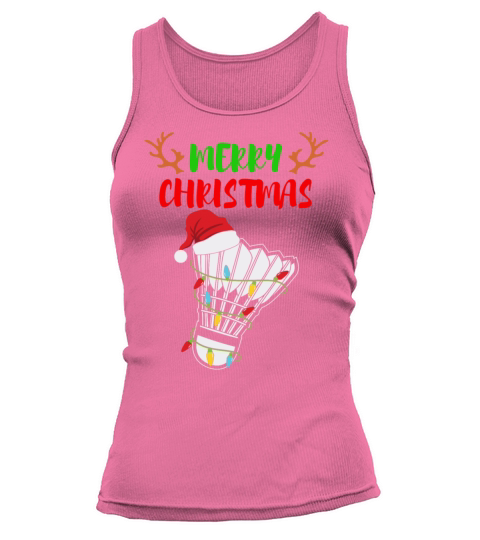 Badminton Christmas Lights Santa Hat Tank top Woman