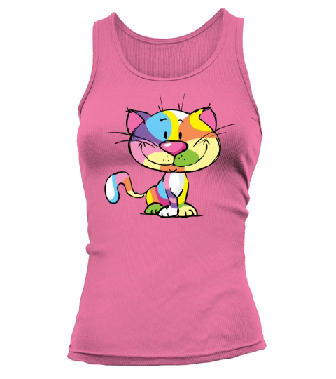 Cute Kitty Cartoon Colorful Pop Art Design Tank top Woman