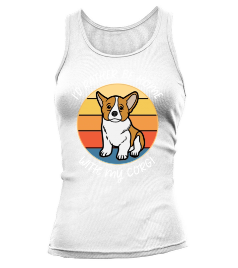 Id Rather Be Home With My Corgi Retro Sunset Tank top Woman