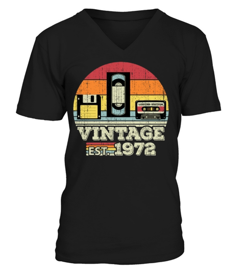 51 Year Old Vintage 1972 51st Birthday Gift V-Neck T-shirt