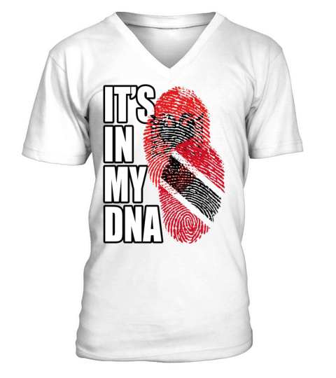 Albanian And Trinidad Tobago Mix Heritage DNA Flag V-Neck T-shirt