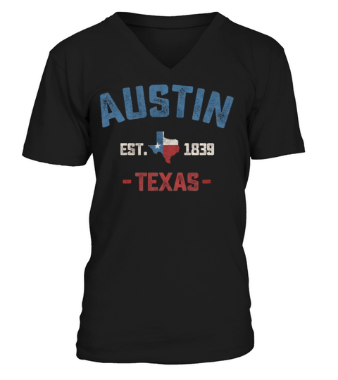 Austin Texas TX Athletic Sports Design Vintage Sty V-Neck T-shirt