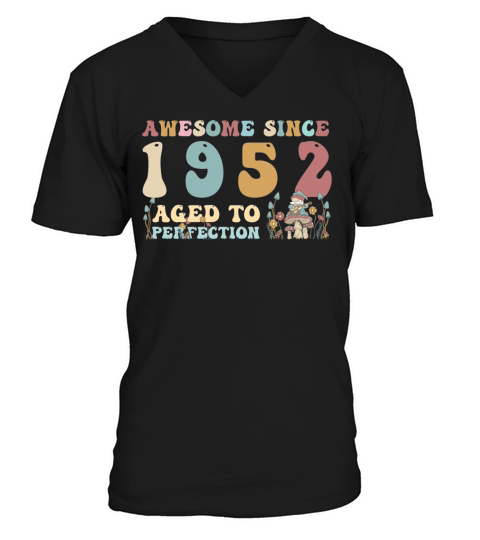 Awesome since 1952 - 71st Birthday - 2023 Groovy V-Neck T-shirt
