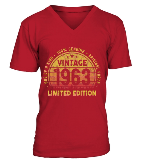 Born In 1963 Vintage 58th Birthday V-Neck T-shirt